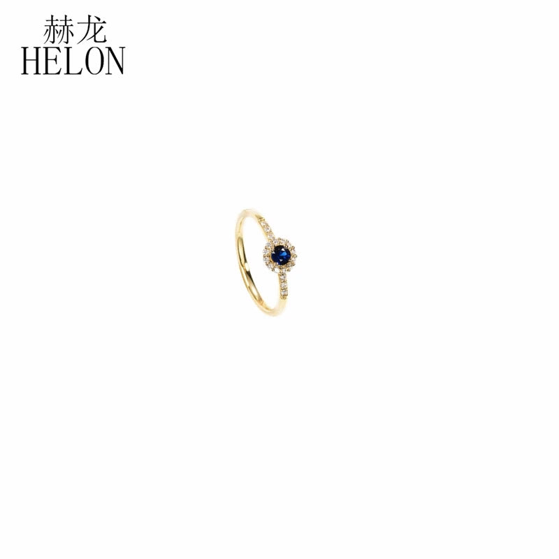 Solid 14K Yellow Gold 0.33Ct Genuine Sapphire Diamonds Engagement Ring Women Wedding Trendy Fine Jewelry Gemstone Ring