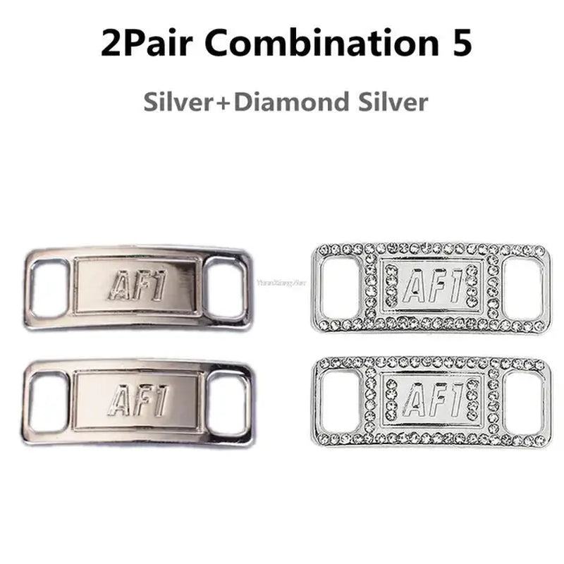 New Combination AF1 Diamond Shoe Charms Sneaker Laces Buckle Quality Metal Shoelaces Decorations Air Force 1 Shoes Accessories