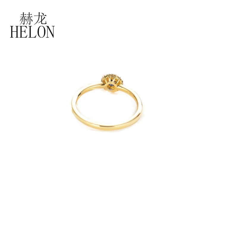 Solid 14K Yellow Gold 0.33Ct Genuine Sapphire Diamonds Engagement Ring Women Wedding Trendy Fine Jewelry Gemstone Ring