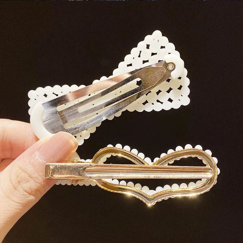 1Set Handmade Pearls Hairpins for Women Female Fashion Geometric Love Barrettes Girls Sweet Hair Clips Pin Hair Accessories
