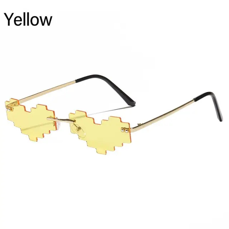 Heart Shape Fire Flame Sunglasses Wave Rimless Narrow Retro UV 400 Streetwear Vintage Eyeglasses Cycling Outdoor Sun Glasses