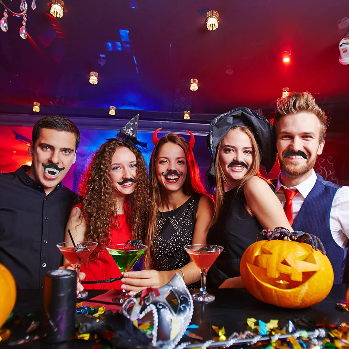 Fake Beard Fake Mustaches Halloween Accessoriesfake Beard Moustache Halloween Party Supplies Halloween Cosplay Fake Mustache Beard 48Pcs