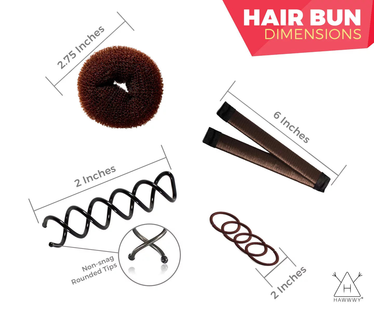 12-Piece Hair Bun Maker Kit & Carry Case, Easy & Fast Small Bun Best Sellers Kit