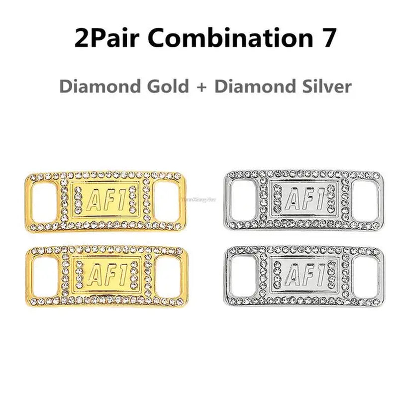New Combination AF1 Diamond Shoe Charms Sneaker Laces Buckle Quality Metal Shoelaces Decorations Air Force 1 Shoes Accessories