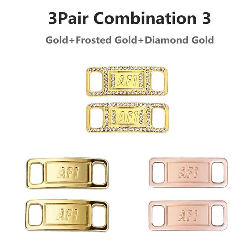 New Combination AF1 Diamond Shoe Charms Sneaker Laces Buckle Quality Metal Shoelaces Decorations Air Force 1 Shoes Accessories