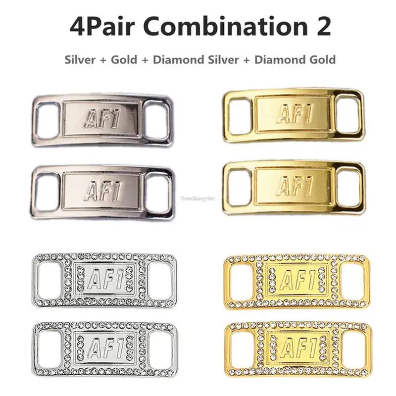 New Combination AF1 Diamond Shoe Charms Sneaker Laces Buckle Quality Metal Shoelaces Decorations Air Force 1 Shoes Accessories