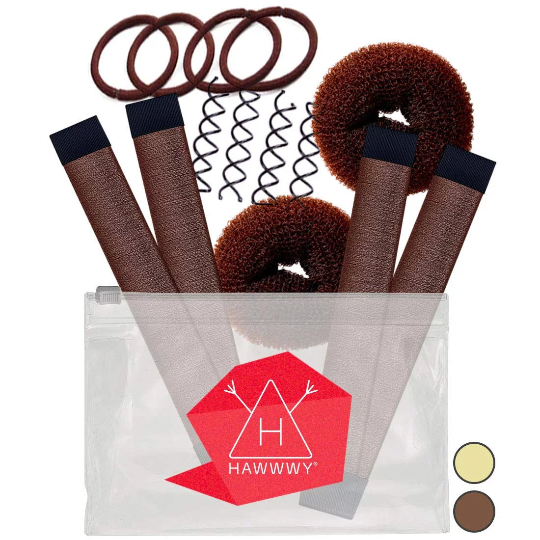 12-Piece Hair Bun Maker Kit & Carry Case, Easy & Fast Small Bun Best Sellers Kit