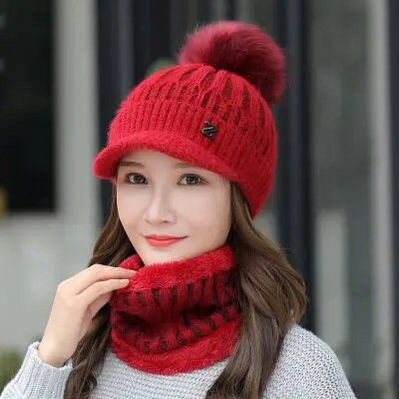 Winter Knitted Beanies Hats Women Thick Warm Beanie Skullies Hat Female Knit Letter Z Bonnet Beanie Caps Outdoor Riding Ski Sets