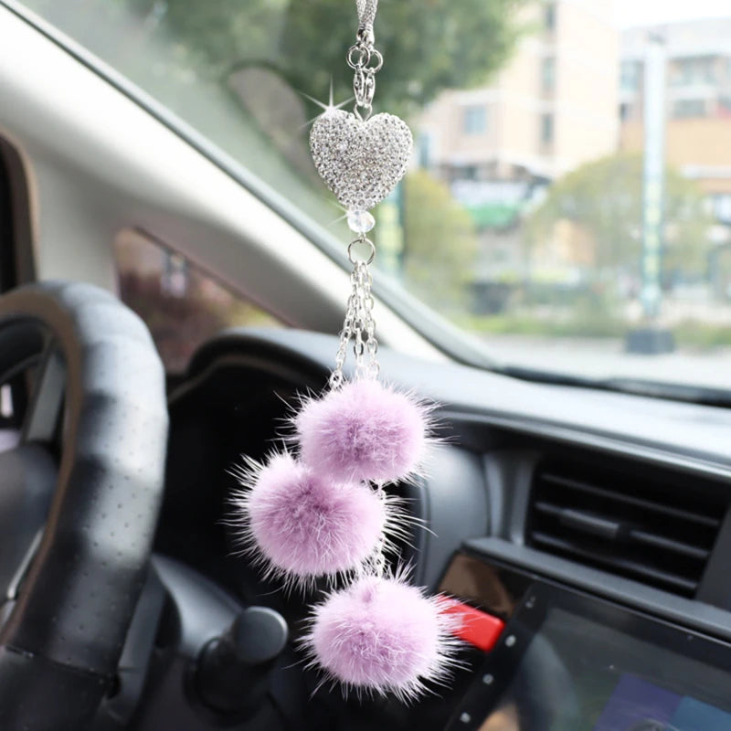 Pompoms Keychain Rainbow Plush Balls Key Chains Decorative Pendant for Women Bag Accessories Keychains Car Fashion Keyring