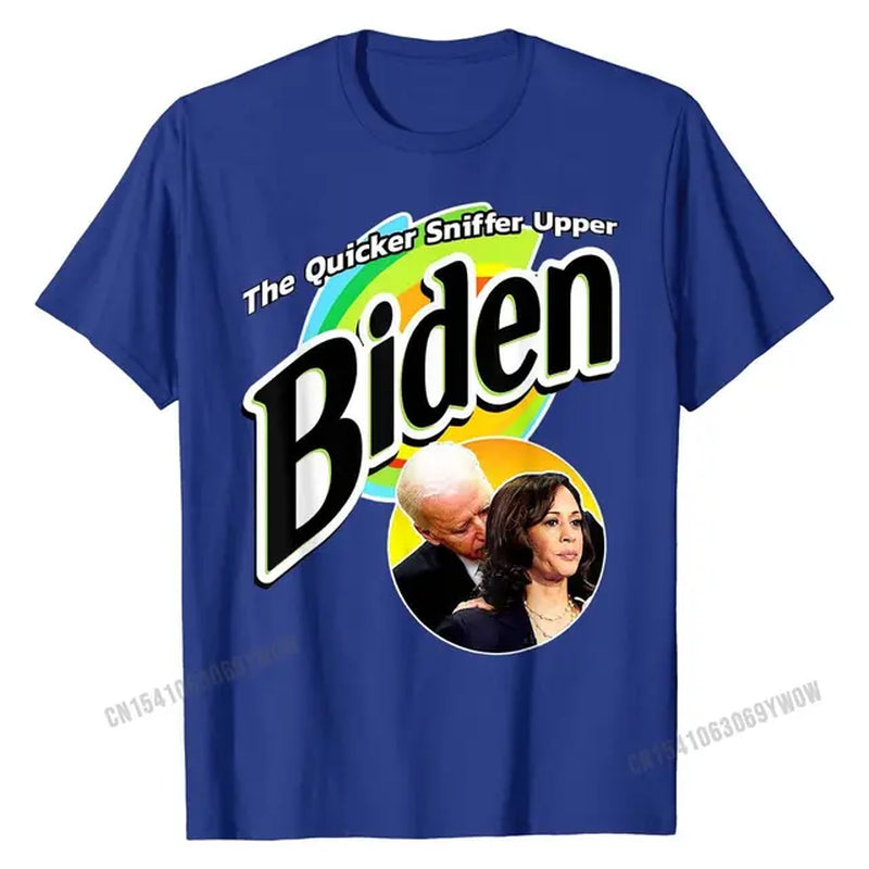 The Quicker Sniffer Upper anti Biden Pro Trump Funny T-Shirt Tops Shirts New Arrival Printed on Cotton Men T Shirt