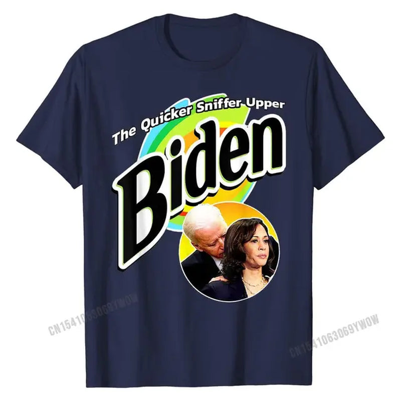 The Quicker Sniffer Upper anti Biden Pro Trump Funny T-Shirt Tops Shirts New Arrival Printed on Cotton Men T Shirt