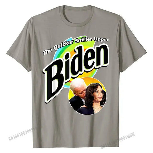 The Quicker Sniffer Upper anti Biden Pro Trump Funny T-Shirt Tops Shirts New Arrival Printed on Cotton Men T Shirt