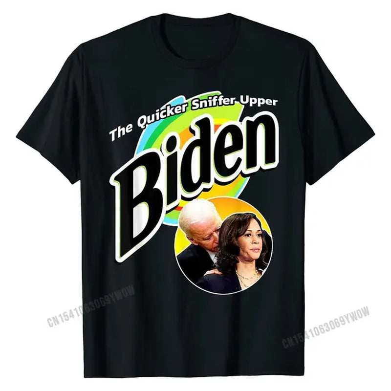 The Quicker Sniffer Upper anti Biden Pro Trump Funny T-Shirt Tops Shirts New Arrival Printed on Cotton Men T Shirt