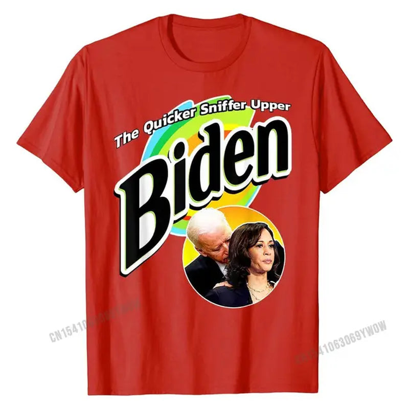 The Quicker Sniffer Upper anti Biden Pro Trump Funny T-Shirt Tops Shirts New Arrival Printed on Cotton Men T Shirt