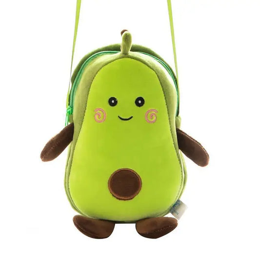 Creative Cartoon Children'S Avocado Fruit Plush Toy Messenger Bag Coin Purse Simple Women'S Zipper Shoulder Bag Gift